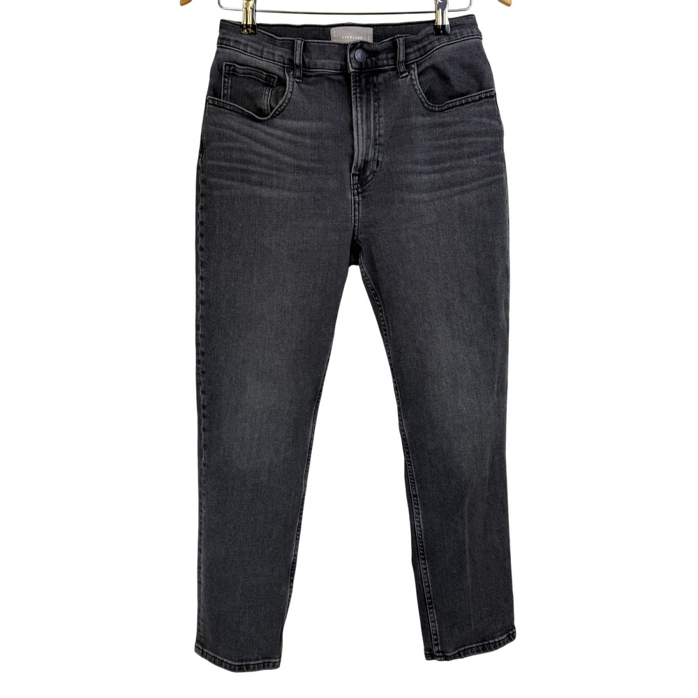 EVERLANE High Rise Straight Leg‎ Jeans Women 29 ANKLE WASHED BLACK